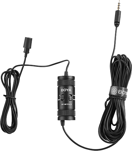 BOYA Microphone, Battery-Free, Omnidirectional Condenser Microphone, 3.5mm Jack, 6m Length, Black, BY-M1 Pro ll