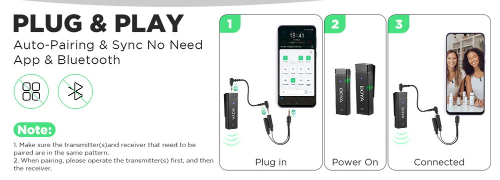 ميكروفون لاسلكي متعدد الاستخدامات من بويا ، مخرج الصوت 3.5 ملم ، منفذ الشحن USB-C ، لأربعة أشخاص ، مع خاصية إلغاء الضوضاء ، BY-W4