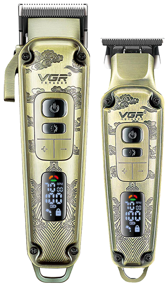 VGR Professional  2 in 1 Hair Trimmer Kit Wireless , LED Display , Rechargeable, Gold , V-643