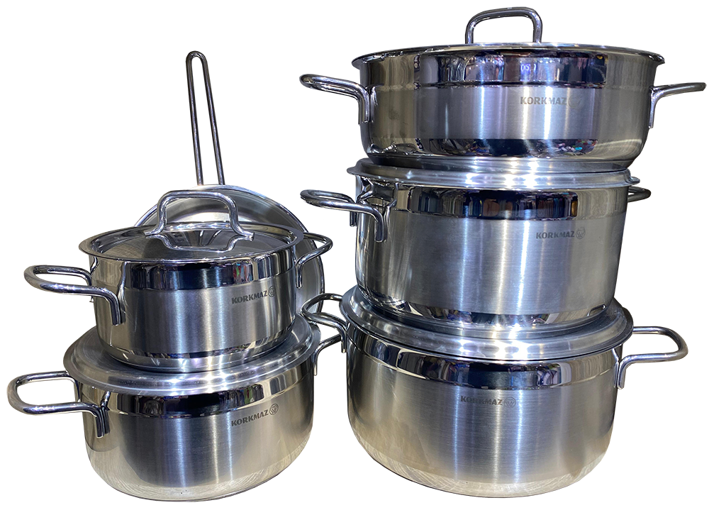 Korkmaz Alpha Plus Stainless Steel Cookware Set, 11 Pieces , Size XXL , Silver