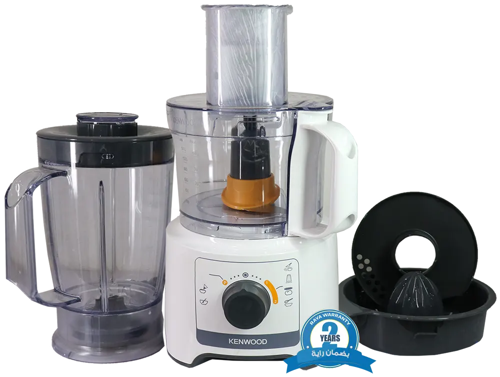 Kenwood Food Processor, 800 Watt, 2.1 Liter, 2 Speeds, White, Raya Warranty, FDP31.270WH