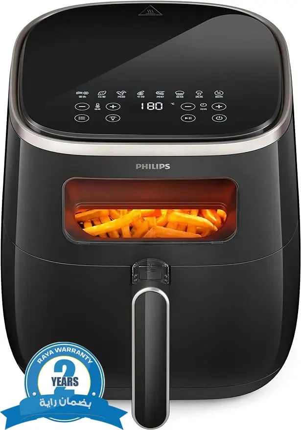 قلاية هوائية فيليبس، 1700 وات، 5.6 لتر، ديجيتال، أسود، HD9257-80، (بضمان راية)