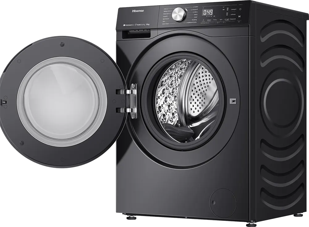 غسالة ملابس فول أتوماتيك هايسنس تحميل أمامي 12  كيلو،1400 لفة، شاشة رقمية، أسود، WF5S1245BB (بضمان راية)