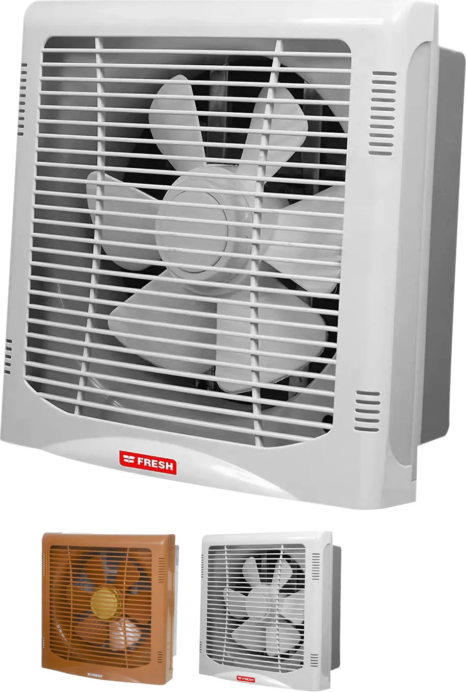 Fresh Kitchen Wall Hood , Frame 30*30cm, inner fan diameter 25cm , One Way, Grille Front , White & Brown