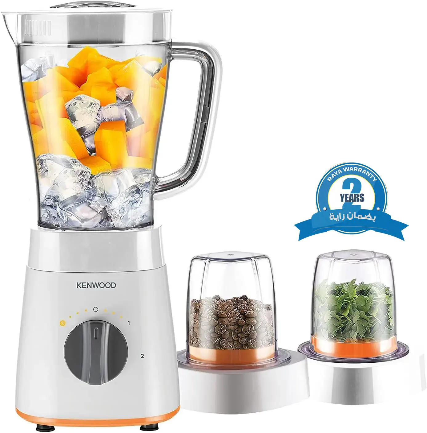 Kenwood Electric Blender, 500 Watt, 1.5 Liter, 2 Mills, White, BLP15.360WH (With Raya Warranty)