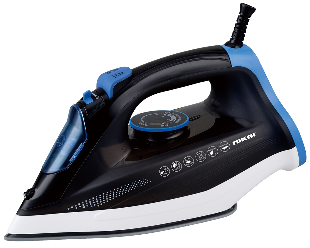 مكواة ملابس بخار نيكاى ، 2400 وات ، 320 ملي ، قاعدة نانو سيراميك ، أسود × أزرق ، NESI200L