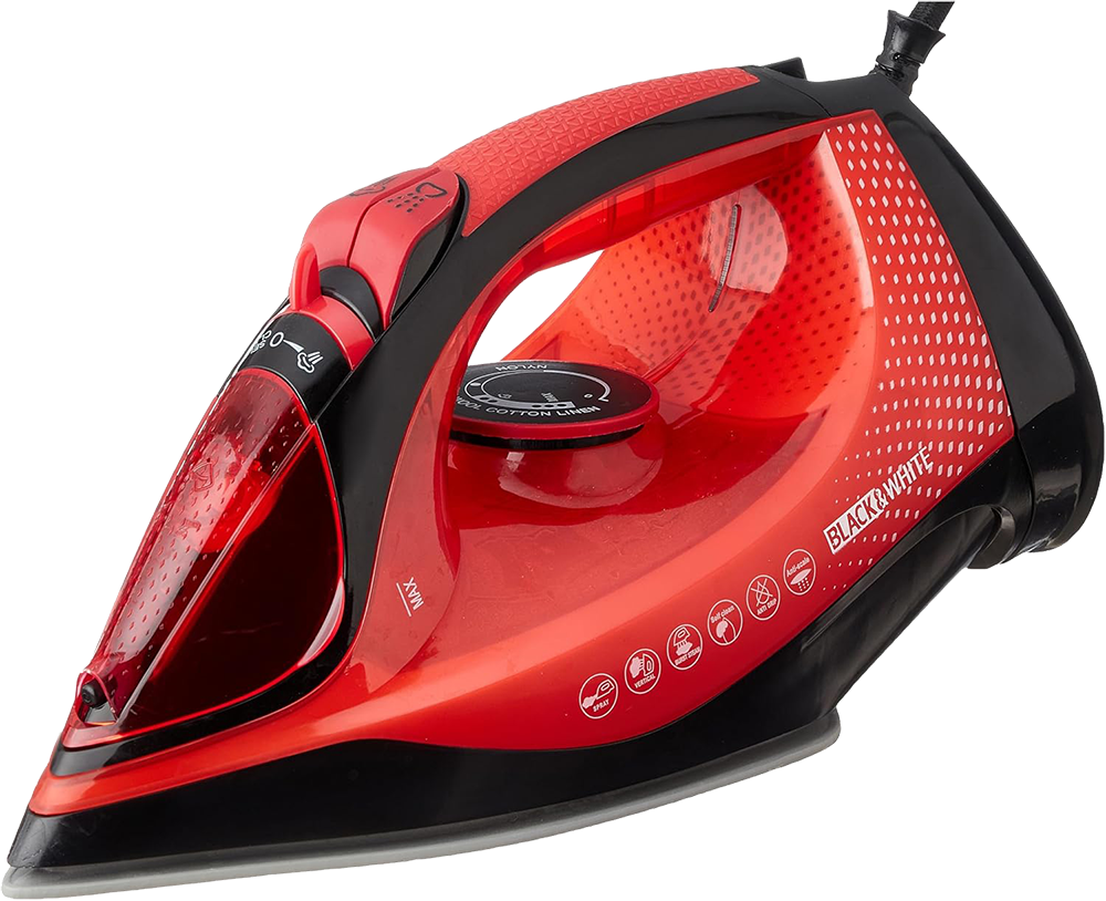 مكواة ملابس بخار بلاك أند وايت ، 2200 وات ، 300 ملي ، قاعدة تيفال ، أحمر × أسود ، SI-2300
