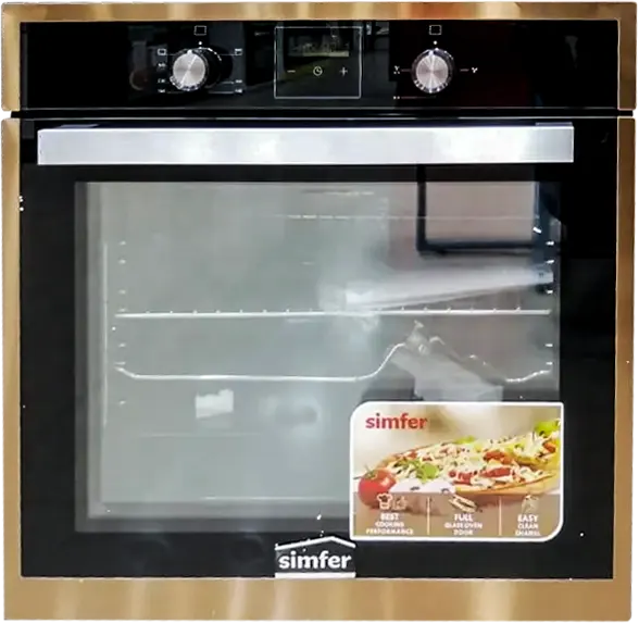 Simfer Built-in Gas Oven, 60 cm, 76 Liter, Gas Grill, Digital Display, 2 Fans, Grill, Full Safety, Black*Copper, B6302 CGACU