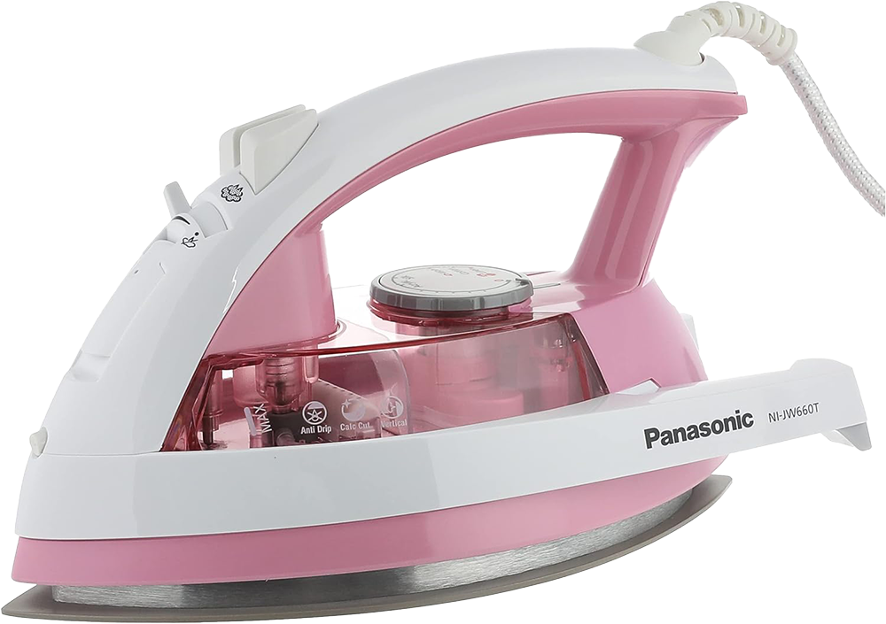 مكواة ملابس بخار باناسونيك ياباني ، 2200 وات ، 200 ملي ، قاعدة غير لاصقة ، بينك ، ( ضمان شهر ) ، NI.JW660T