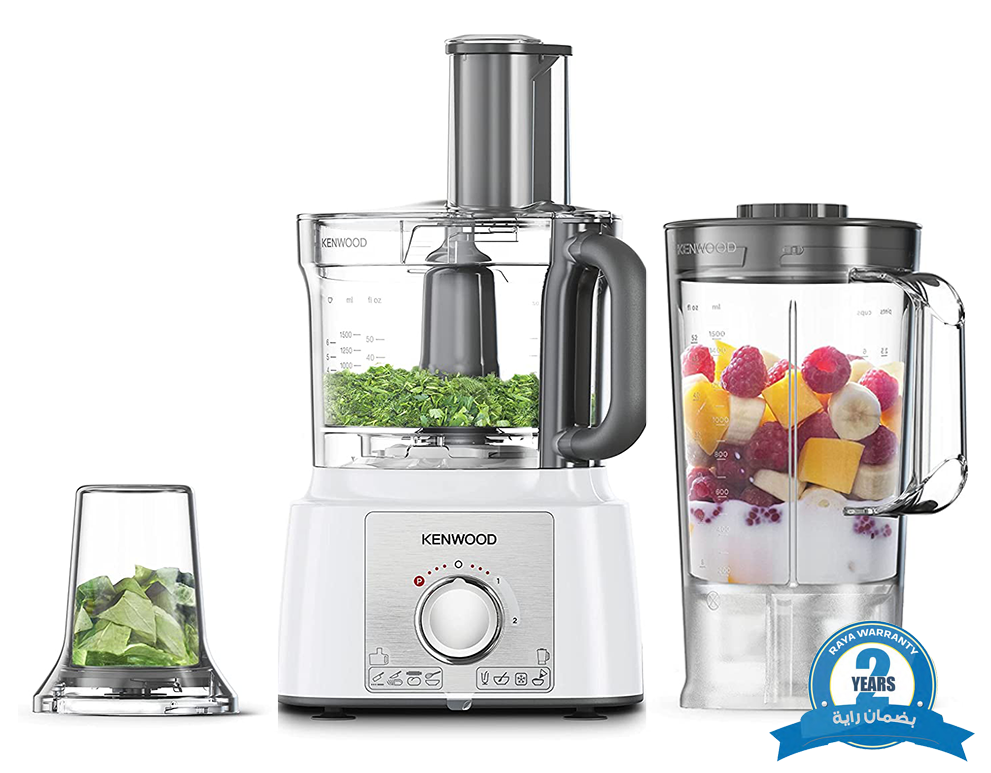 Kenwood Food Processor, 1000 Watt, 2 Liter Bowl Capacity ,32 Functions, White, (Rayaa Warranty) , FDP-65.400WH