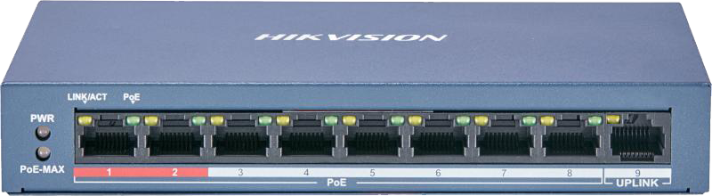 Hikvision Switch, 8-Port Gigabit Ethernet + Fast POE, Unmanaged, DS-3E0109P-E-M