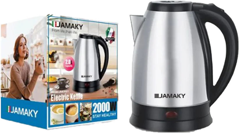 Jamaky Electric Kettle, 2 Litre, 2000 Watt, Stainless Steel, Silver, JMK9501