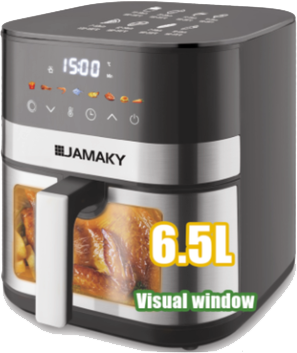 Jamaky Air Fryer, 1600 Watt, 6.5 Liter, Digital Touch Screen, Black, JMK 5018