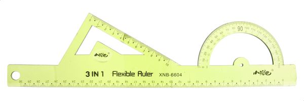 School Stationery ruler 3in 1 with Traingle & Protractor,30 cm, Transparent 6604