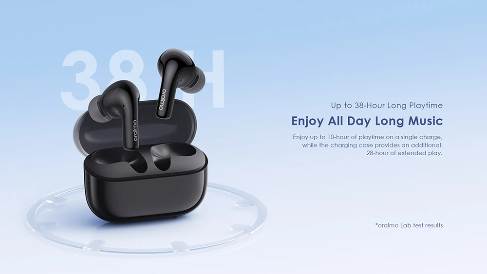 Oraimo SpaceBuds Z Wireless Earbuds , Bluetooth 5.4 , Active Noise Cancellation , Water Resistant , Obsidian Black , OTW-625