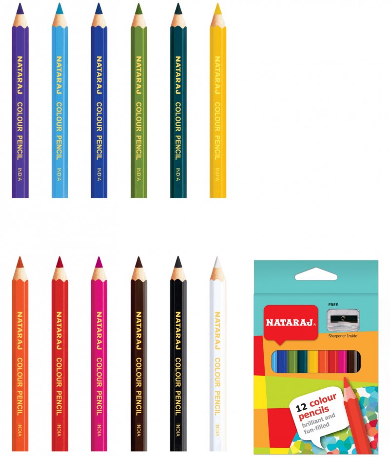 علبة ألوان  خشب  نتراچ، مجموعة 12  لون  طويل، ألوان متعددة