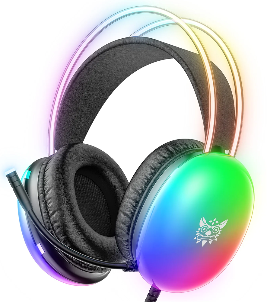 Onikuma X25 Wired Gaming Headphone , 3D Stereo Sound , RGB Lighting , Noise-Cancelling Mic , Black