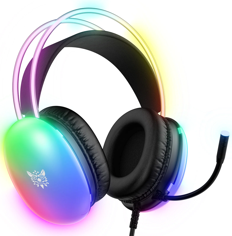 Onikuma X25 Wired Gaming Headphone , 3D Stereo Sound , RGB Lighting , Noise-Cancelling Mic , Black