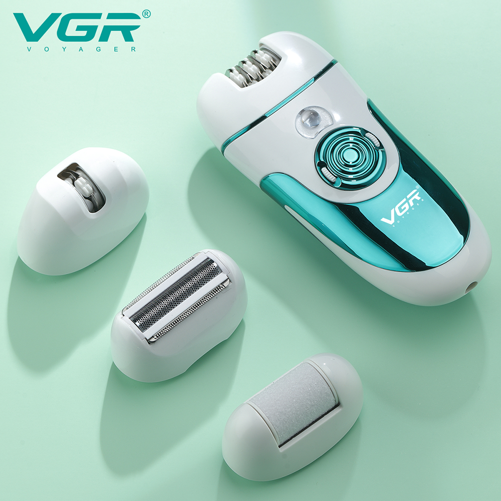 VGR Women's 4x1 Face & Body Shaver , Rechargeable , Wet & Dry , White x Blue , V-700