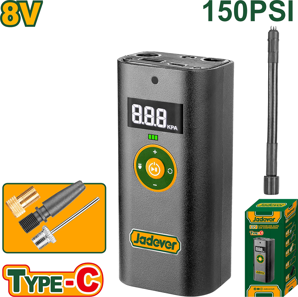 كمبروسر هواء جاديفر ، 8 فولت ، ببطارية ليثيوم ، متعدد الرؤؤس، قابل للشحن ، JDAAM-572