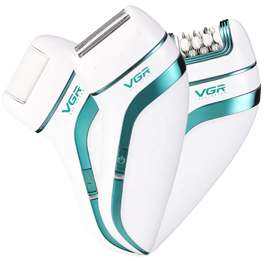 VGR Women's 3 x1 Face & Body Shaver , Rechargeable , Wet & Dry , White x Blue , V-713