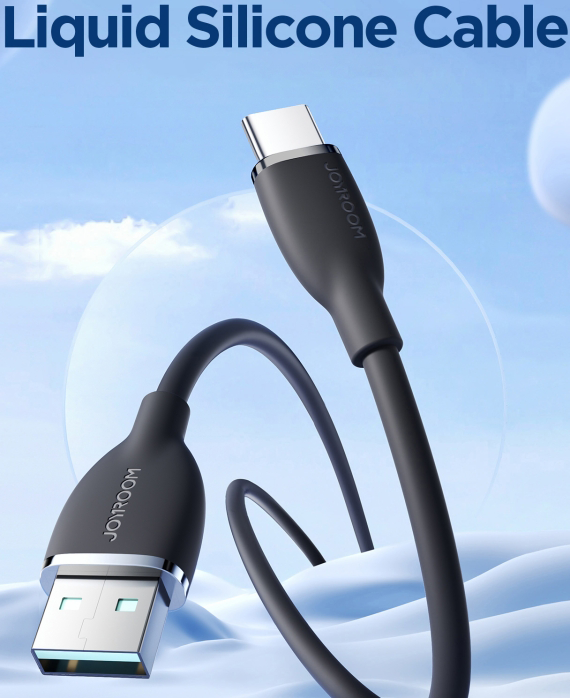 كابل بيانات سريع الشحن من جوي روم ، من USB-A إلى USB-C ، من السيليكون السائل ، 3 أمبير ، أسود ، SA29-AC3