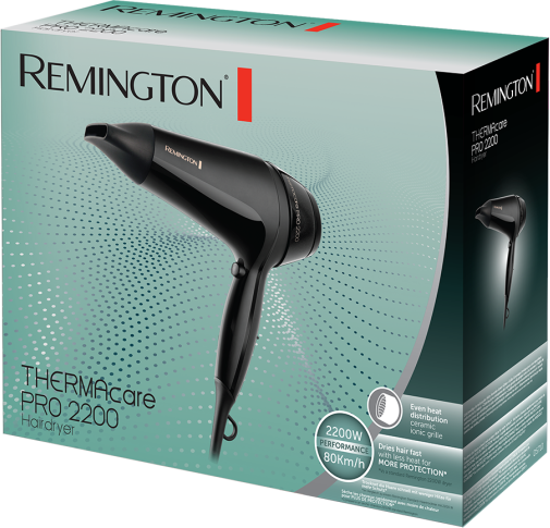 Remington ThermaCare Pro Hair Dryer, 2200 Watt, 2 Speeds, 3 Heat Settings, D5710 E51