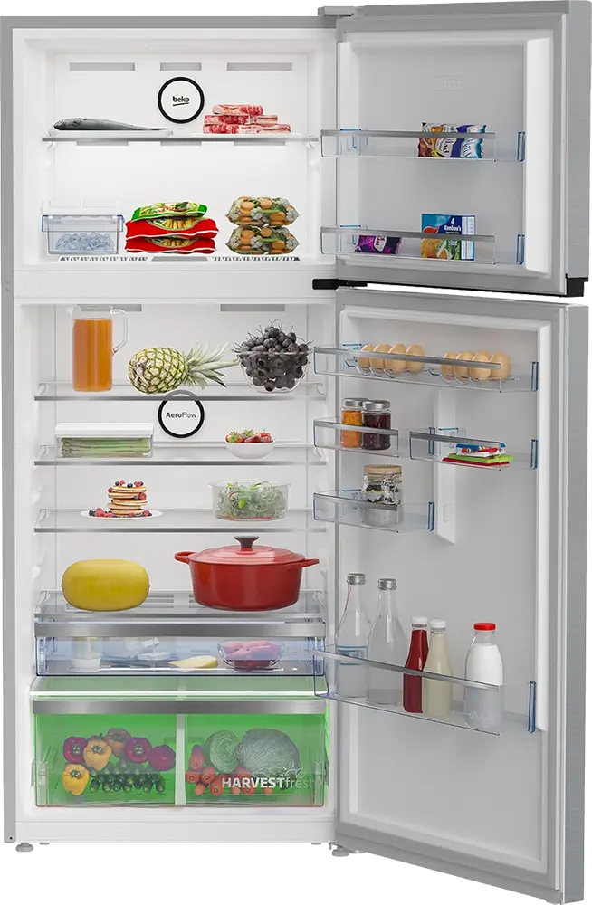 Beko No Frost Refrigerator, 406 Liters, 2 Doors, Digital Screen, Inverter, Stainless, RDNE455M20XBIDS