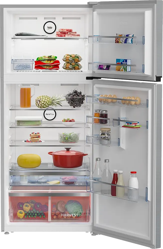 Beko No Frost Refrigerator, 406 Liters, 2 Doors, Digital Screen, Inverter, Stainless, RDNE455M20XBIDS