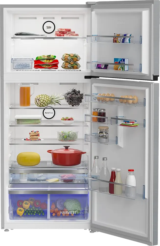 Beko No Frost Refrigerator, 406 Liters, 2 Doors, Digital Screen, Inverter, Stainless, RDNE455M20XBIDS