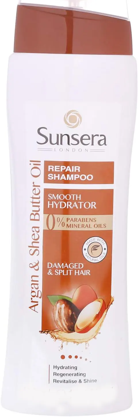 شامبو ‫بزيت‬ ‫الارجان و زبدة‬ ‫الشيا‬ لاصلاح الشعر ‬من صن سيرا، 250 مل