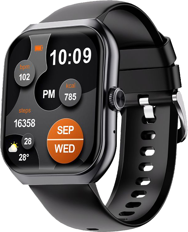 ساعة اوي الذكية ، 2.01 بوصة ، مقاومة للماء ، شحن لاسلكي، مكالمات بلوتوث، أسود، H58