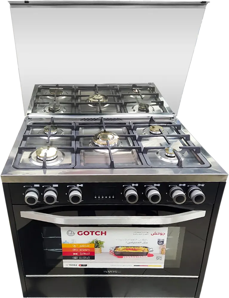 بوتاجاز جوتش 60*90 سم، 5 شعلة نحاس، أمان كامل حوامل، أواني زهر، شاشة تاتش ديجيتال، لون أسود، GOT-GC9060-TDS-B