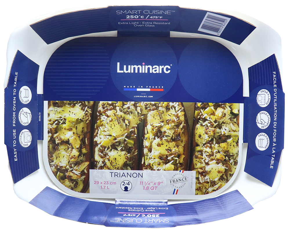 طاجن لومينارك مستطيل تريانو ، مقاس 29 * 23 سم ،  أبيض ، موديل 3200