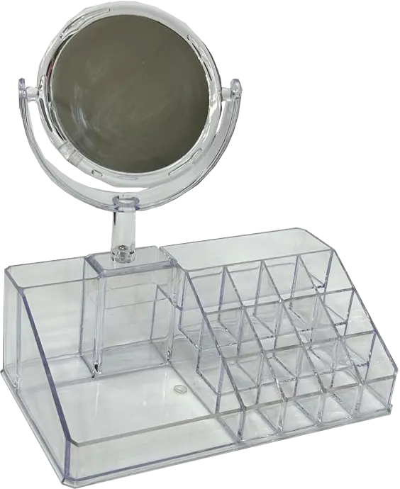 Acrylic Cosmetics Organizer With Mirror, Transparent