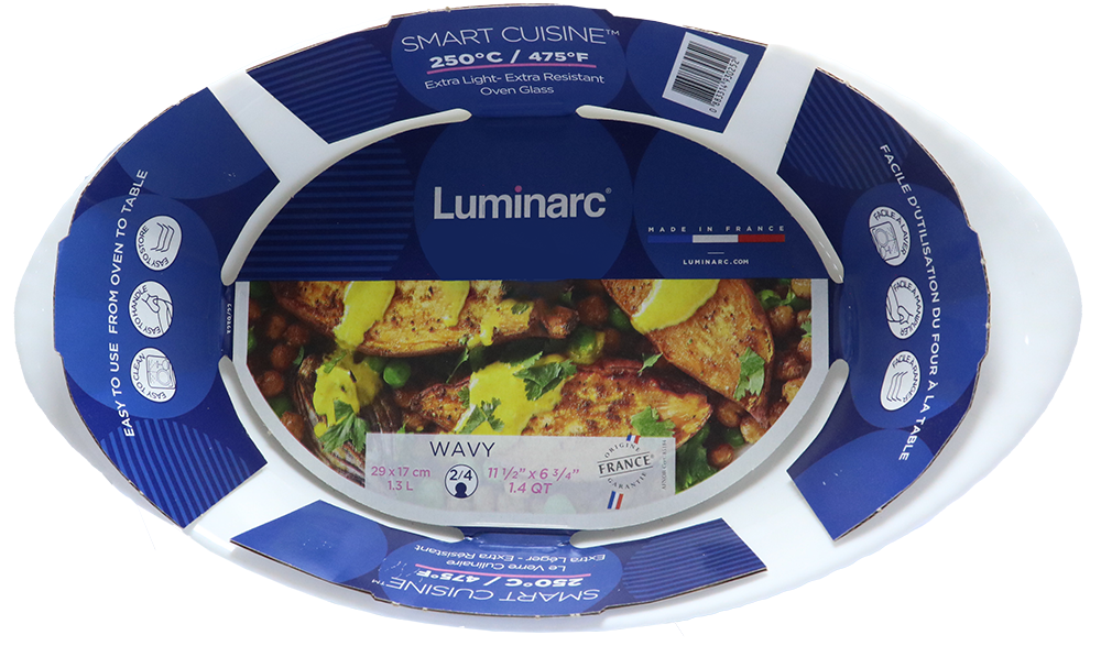 طاجن لومينارك بيضاوي ويفي ، 29 * 17 سم ، أبيض ، موديل 1464