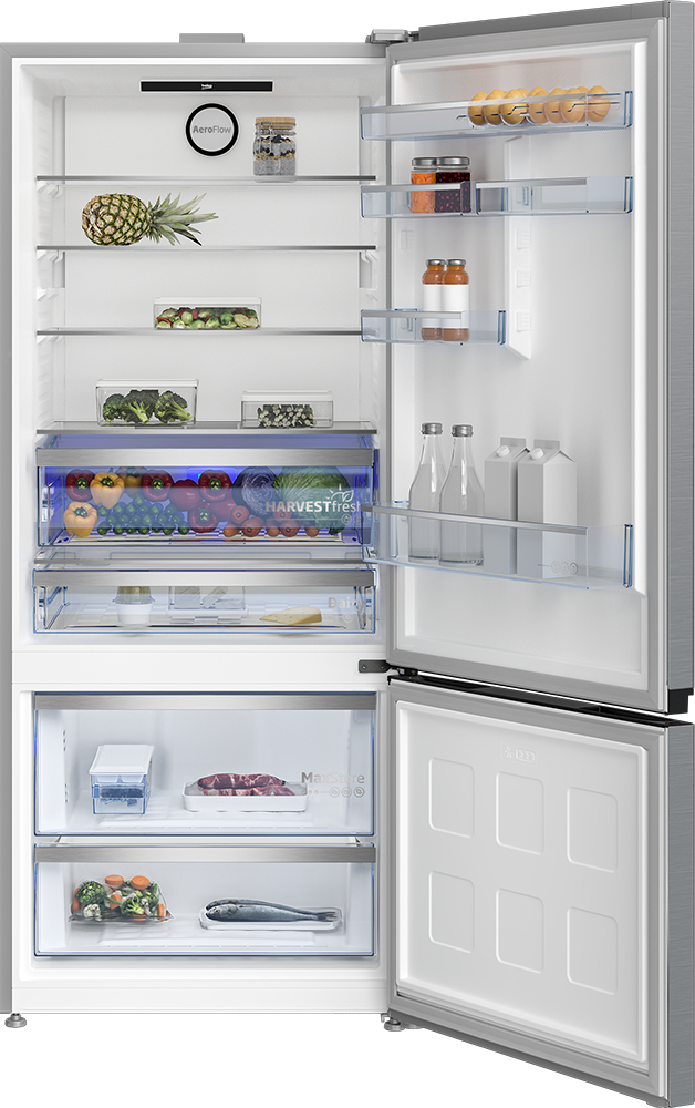 Beko Combi No Frost Refrigerator, 590 Liters, 2 Doors, Digital Screen, Inverter Motor, Silver, RCNE590E35ZXP2