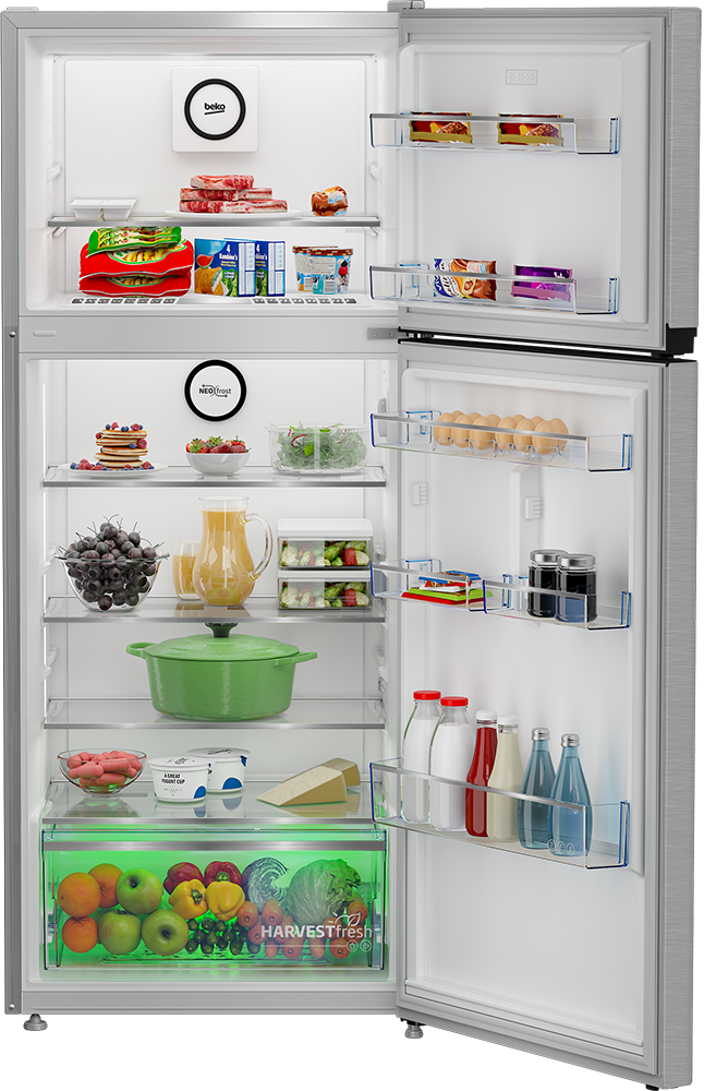 Beko No Frost Refrigerator, 367 Liters, 2 Doors, Inverter, Silver, RDNE420K02DXISEG
