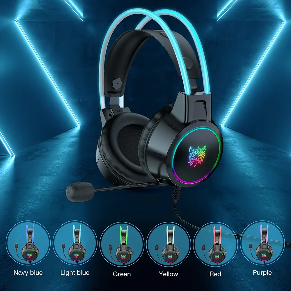 Onikuma X15 PRO Wired Gaming Headphone , RGB Lighting , Noise-Cancelling Mic , Multi-Color
