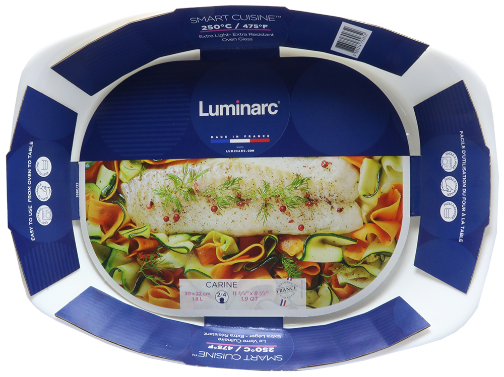 طاجن لومينارك مستطيل كارين ، 30 * 22 سم ، أبيض ، موديل 8332