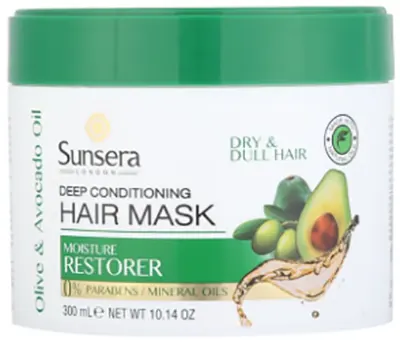 ماسك لترطيب الشعر بزيت الزيتون والأفوكادو من صن سيرا ، 300 مل