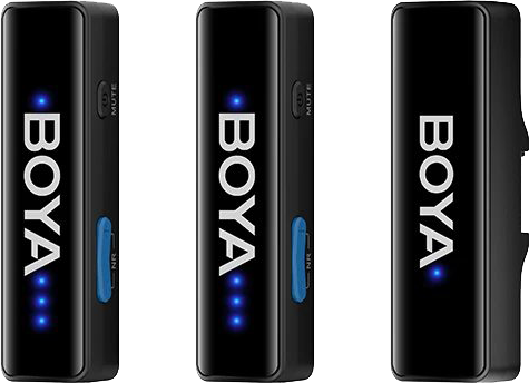 مايكروفون لاسلكي بويا ، خاصية الغاء الضوضاء ، مدى 300 متر ، 3.5 TRS, Type -C, Lightning ، أسود ، BOYALINK V2