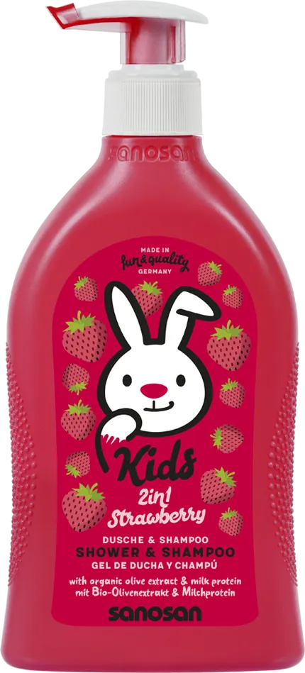 شامبو وشاور سانوسان للاطفال بالفراولة، سائل استحمام للاطفال، 400 مل.