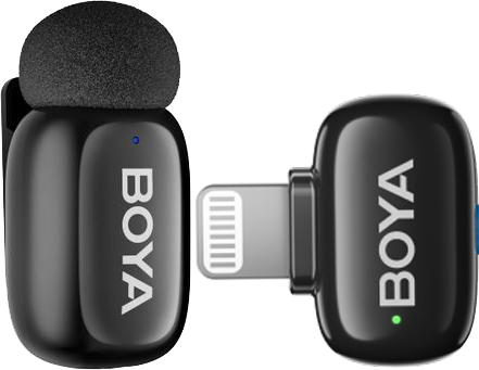 BOYA ultra Mini Wireless Microphone, Single Channel, Noise Cancellation , 2.4GHz, Lightning , Black, MINI-16
