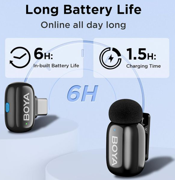 ميكروفون لاسلكي الترا ميني من بويا ، احادي القناة ، خاصية الغاء الضوضاء ، 2.4جيجاهرتز ، Lightning ، أسود ، MINI-16