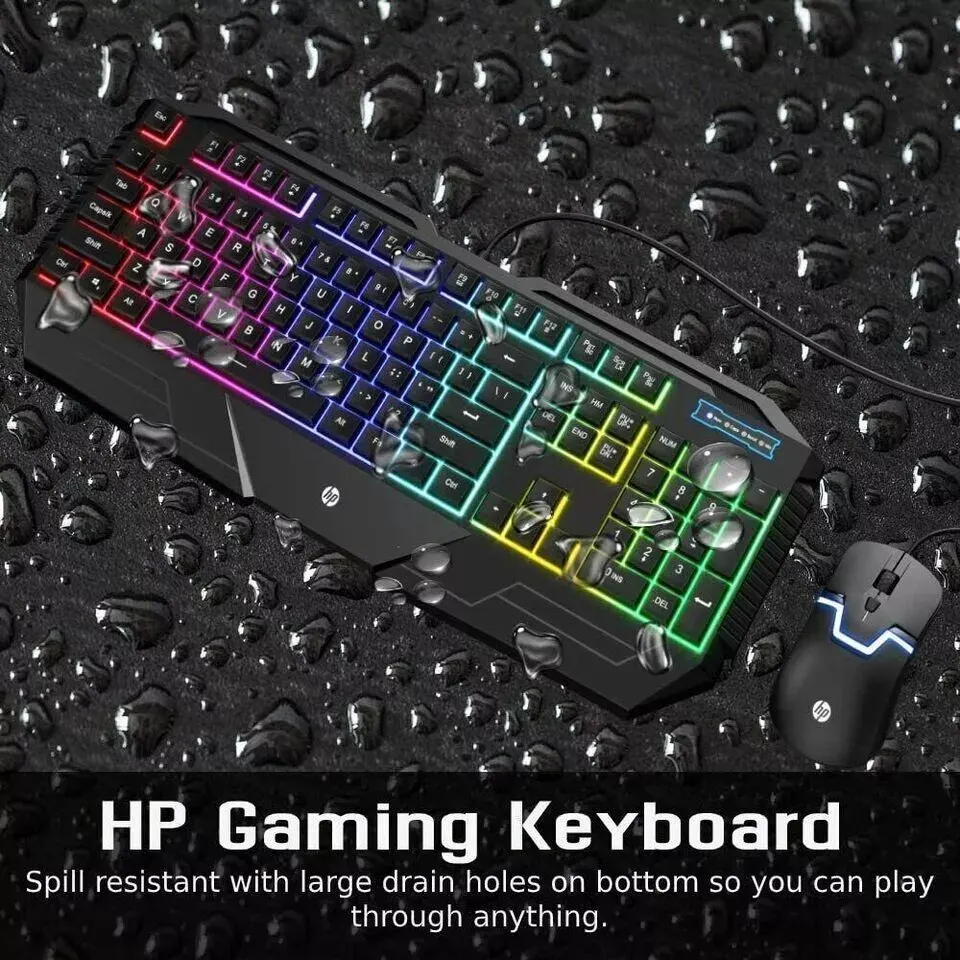 Wired Gaming Keyboard HP, USB,  104 keys, RGB, Black, K110