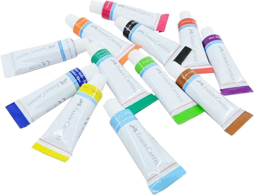Faber Castell Tube Gouache Paint 12 Colors, 12ml, Brush, Multi-Color, 121011