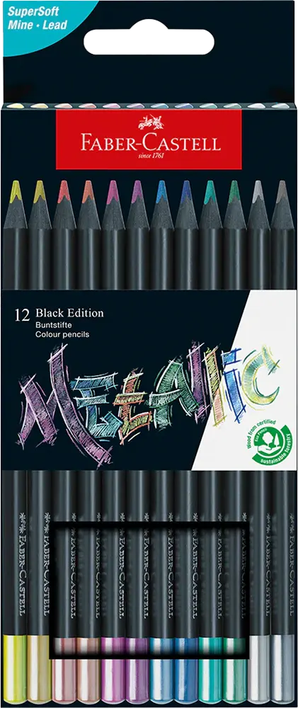 Faber-Castell Wooden Color Set of 12 Long Colors, Multiple Colors, Model 116415