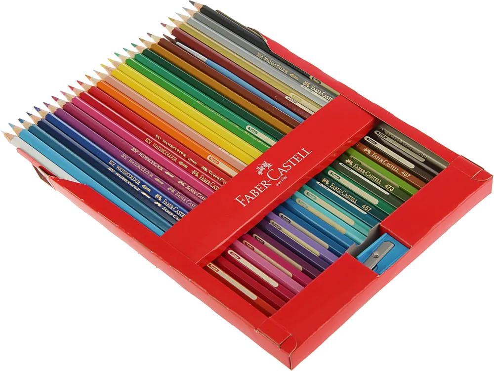 Faber-Castell Classic Color Watercolor Pencil Set, 48 Colors, Brush, Assorted Colors