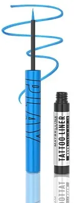 Maybelline Tattoo Liner Play 48H Colored Liquid Eyeliner Dip In Blue, Switch